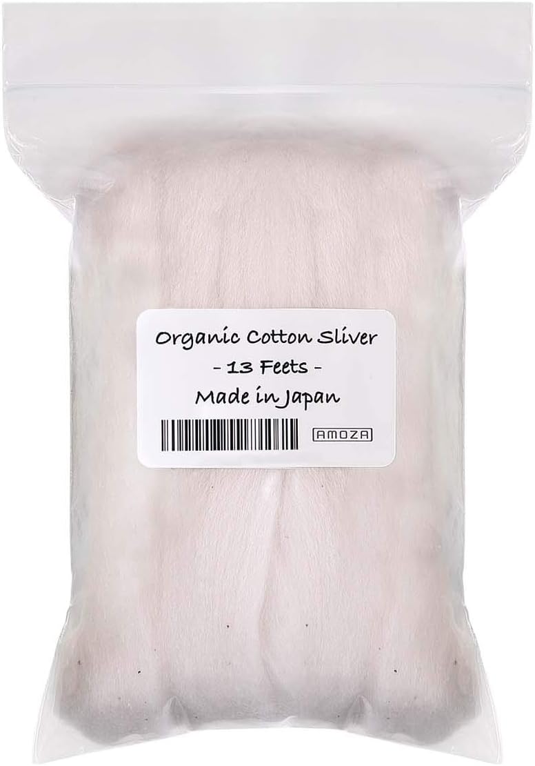 AMOZA Japanese Organic Cotton Sliver 13 Feets 100% Organic Unbleached [Made in Japan] (1 Pack) - Image 1